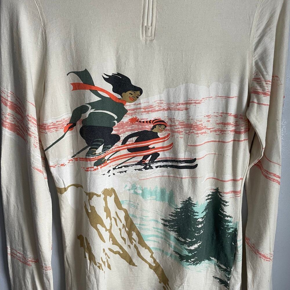 Neve Ski Quarterzip Jumper Base Layer Top Silk Wool Blend For Women Beige sz S - Picture 4 of 11